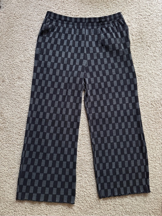 Vans Pants - Vans Checkerboard Knit Wide Leg Pants - Black & Charcoal